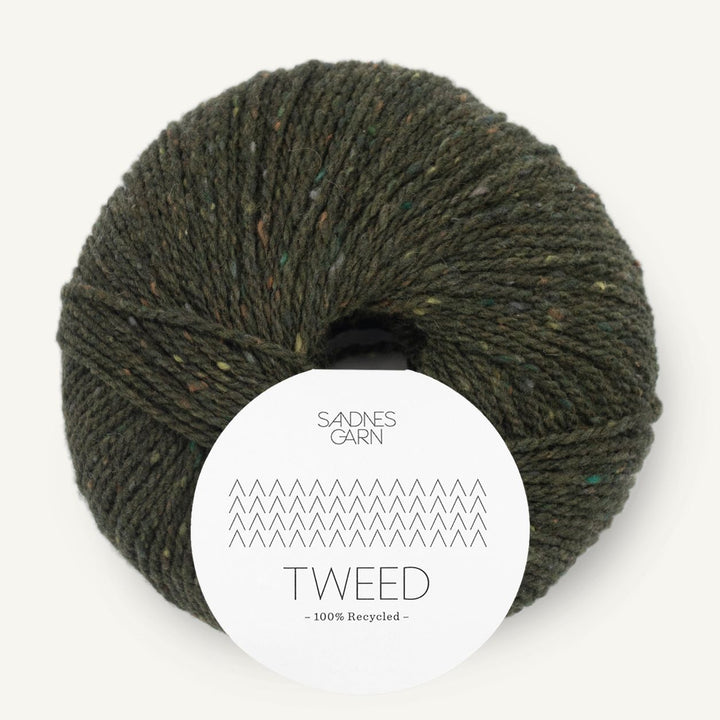Tweed Recycled 9585 Olivengrøn - Sandnes Garn