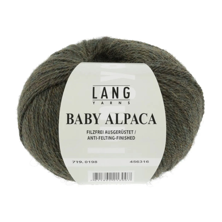 Baby Alpaca 198 Mørk olivenmeleret - Lang Yarns Garn