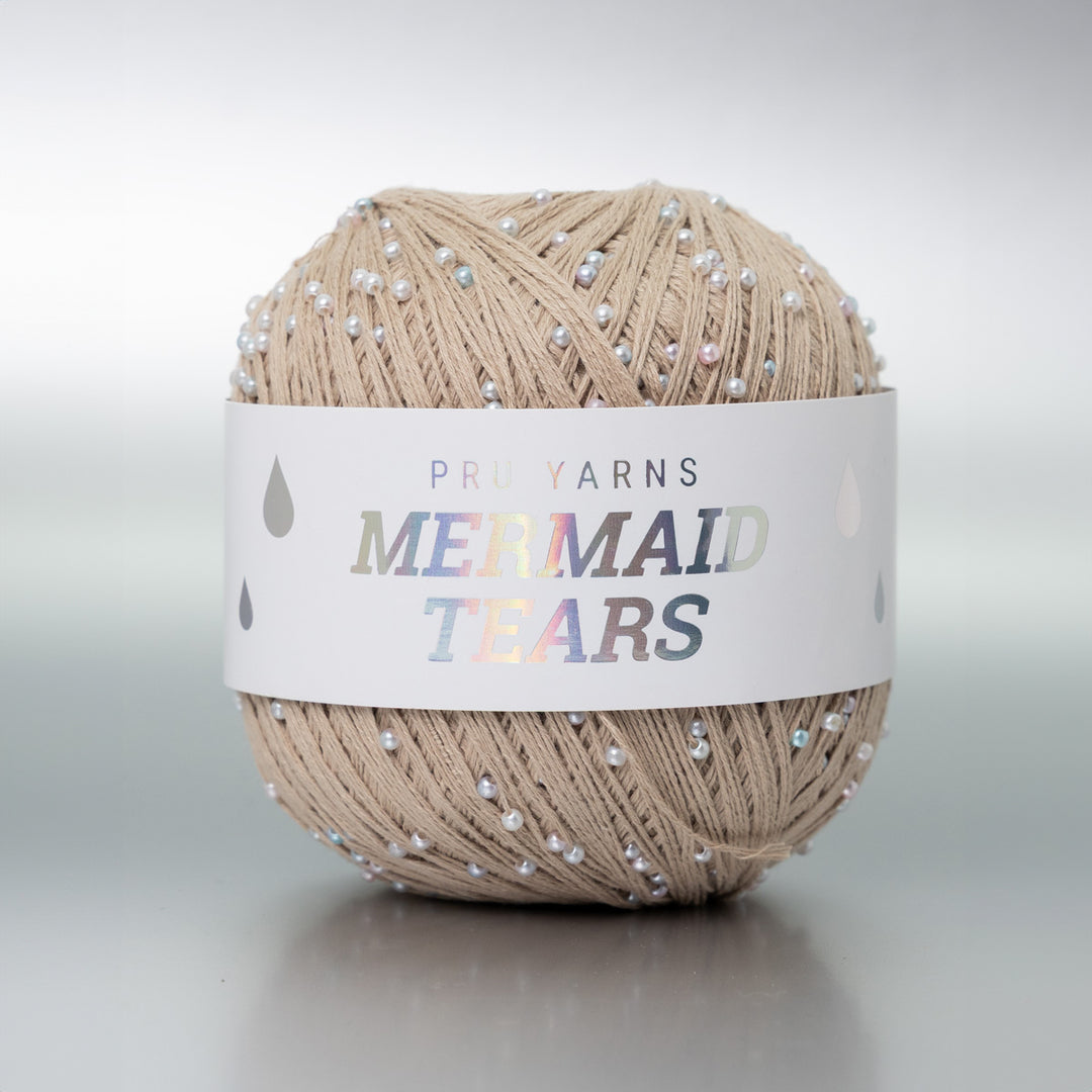 Mermaid Tears - Beige - Effektgarn med perler fra PRU Yarns