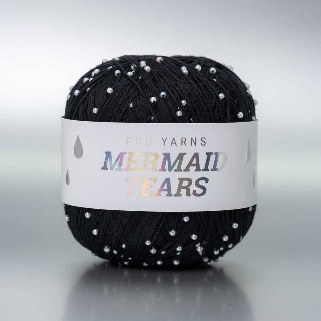 Mermaid Tears - Sort - Effektgarn med perler fra PRU Yarns