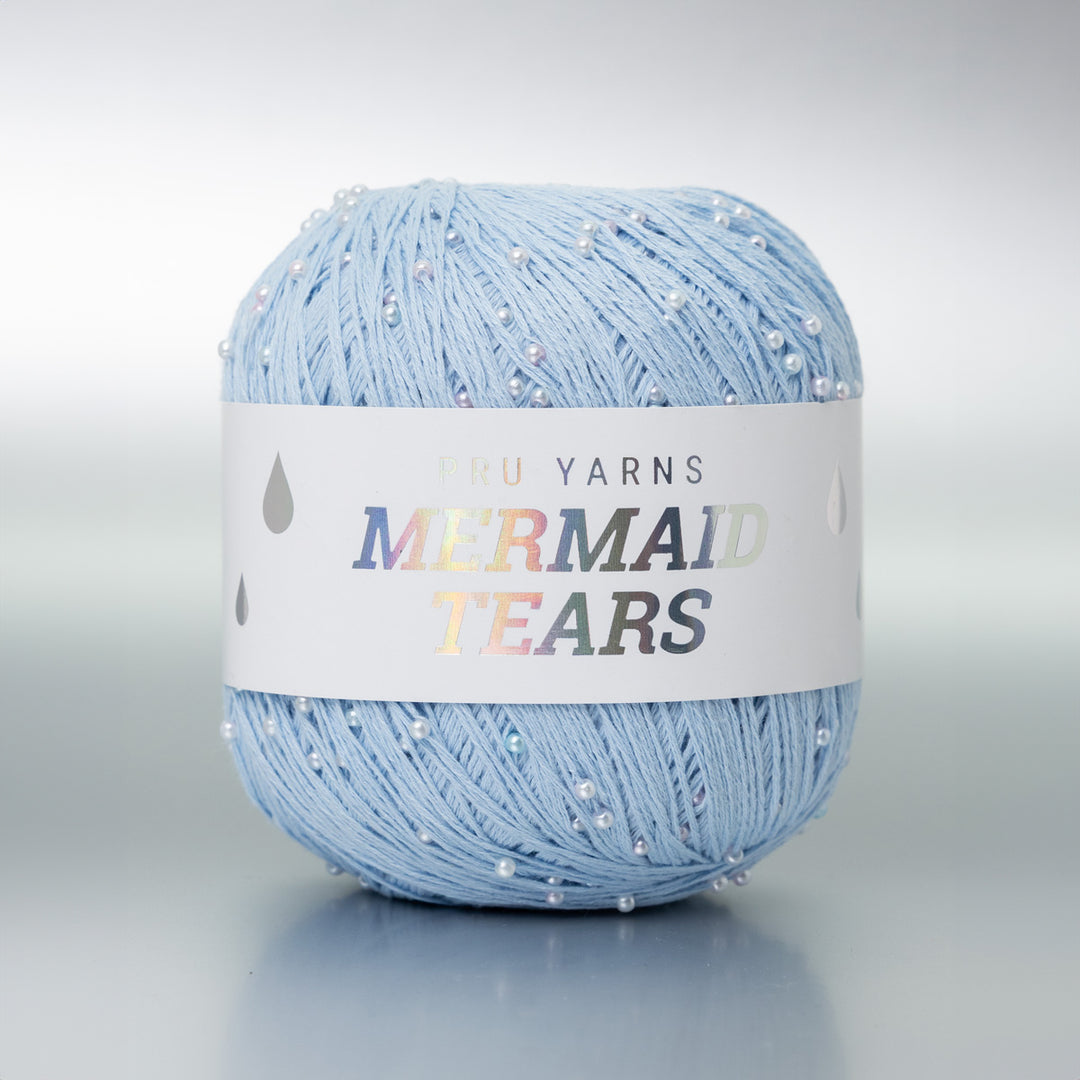 Mermaid Tears - Lyseblå - Effektgarn med perler fra PRU Yarns