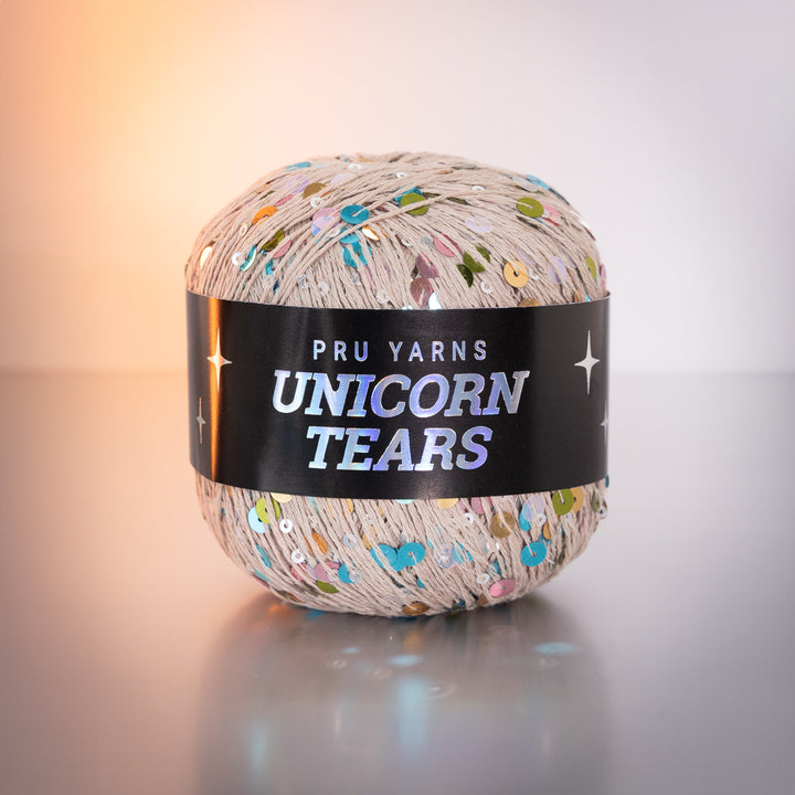 Unicorn Tears - Beige - Effektgarn med pailletter fra PRU Yarns