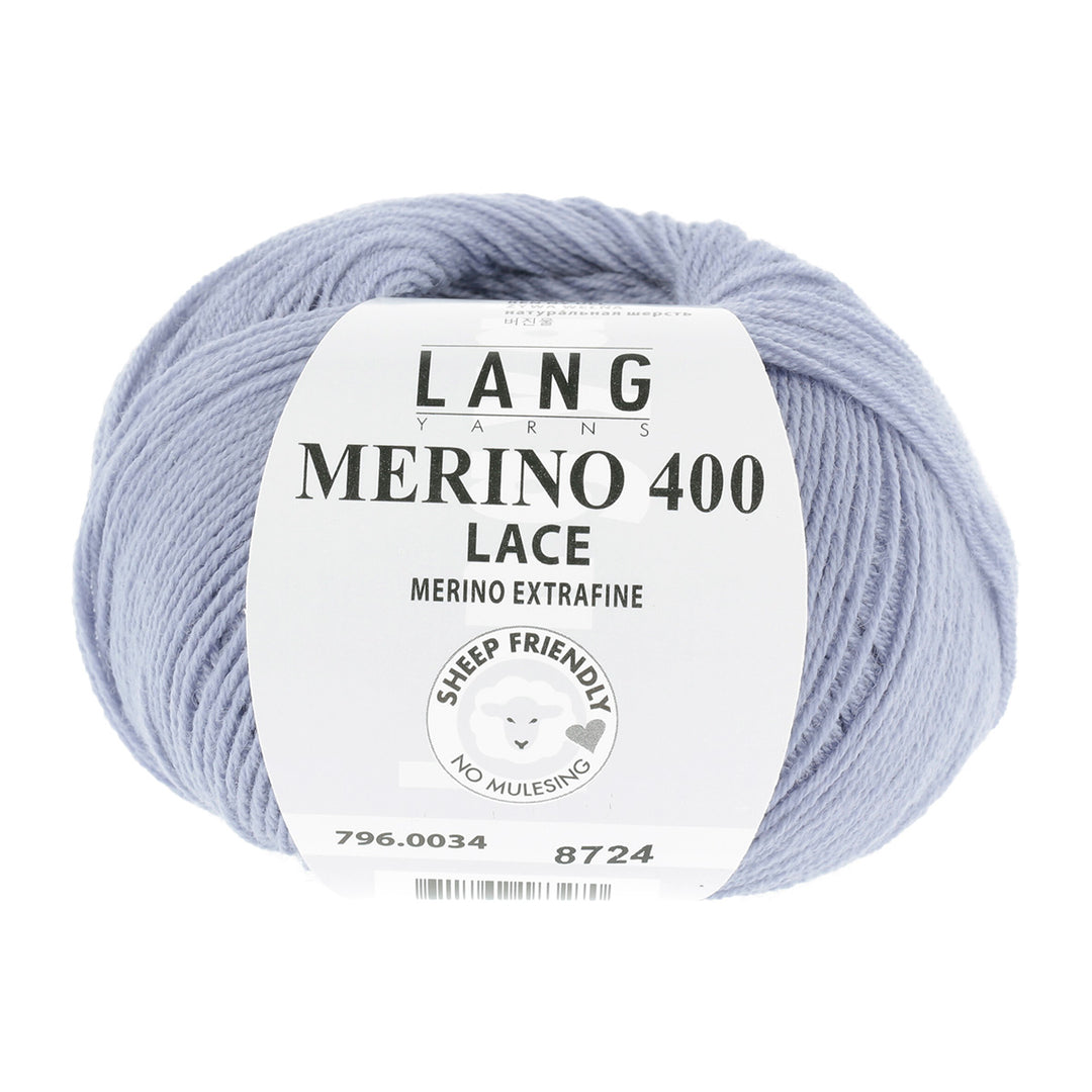 Merino 400 Lace 34 Lys jeansblå
