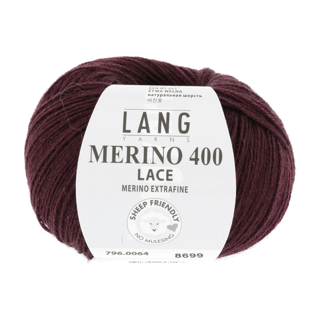 Merino 400 Lace 64 Bordeaux - Lang Yarns Garn