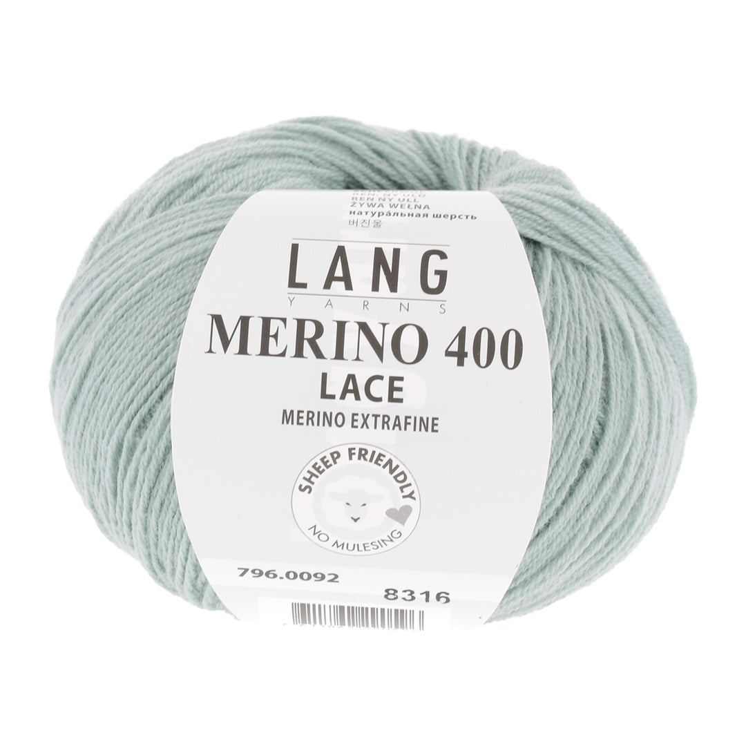 Merino 400 Lace 92 Støvet lys grøn - Lang Yarns Garn