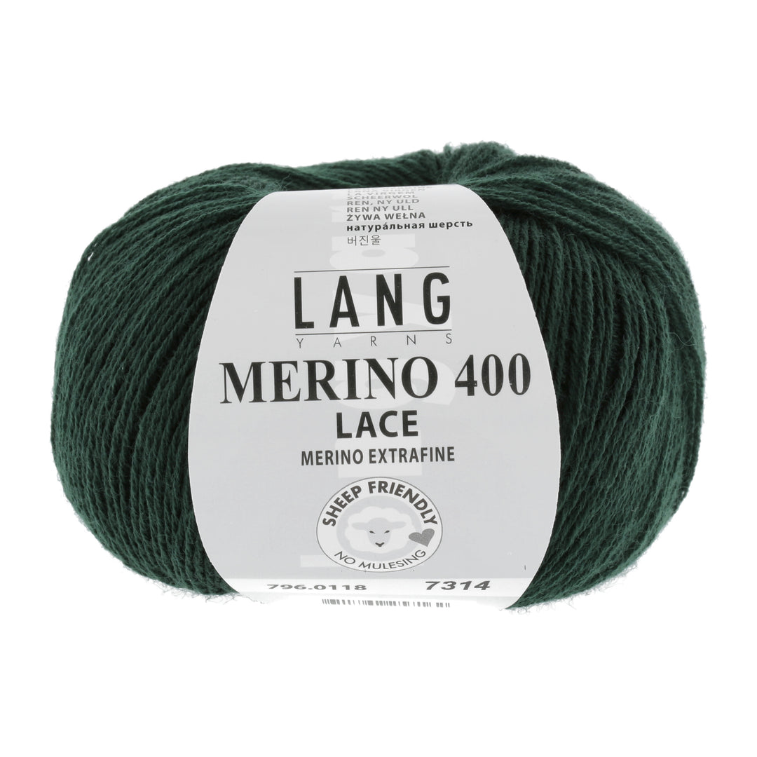 Merino 400 Lace 118 Mørk grøn - Lang Yarns Garn